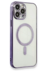Apple iPhone 13 Pro Max Kılıf Magneticsafe Lazer Silikon - Mor