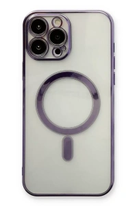 Apple iPhone 13 Pro Max Kılıf Magneticsafe Lazer Silikon - Mor