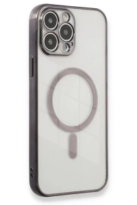 Apple iPhone 13 Pro Max Kılıf Magneticsafe Lazer Silikon - Siyah