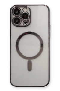 Apple iPhone 13 Pro Max Kılıf Magneticsafe Lazer Silikon - Siyah