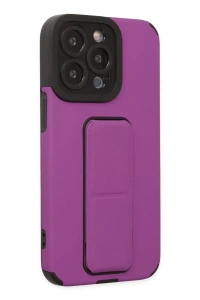 Apple iPhone 13 Pro Max Kılıf Mega Standlı Silikon - Mor