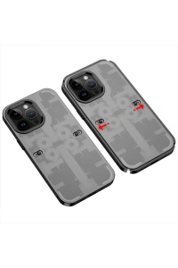 Apple iPhone 13 Pro Max Kılıf Mekanik Bumper Kapak - Siyah