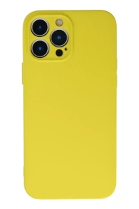 Apple iPhone 13 Pro Max Kılıf Nano içi Kadife Silikon - Sarı