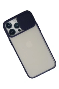 Apple iPhone 13 Pro Max Kılıf Palm Buzlu Kamera Sürgülü Silikon - Lacivert