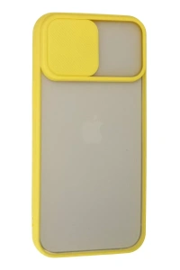 Apple iPhone 13 Pro Max Kılıf Palm Buzlu Kamera Sürgülü Silikon - Sarı