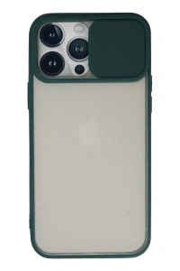 Apple iPhone 13 Pro Max Kılıf Palm Buzlu Kamera Sürgülü Silikon - Yeşil