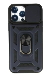 Apple iPhone 13 Pro Max Kılıf Pars Lens Yüzüklü Silikon - Lacivert