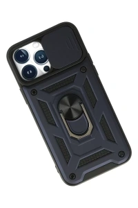 Apple iPhone 13 Pro Max Kılıf Pars Lens Yüzüklü Silikon - Lacivert