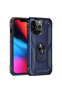 Apple iPhone 13 Pro Max Kılıf Sofya Yüzüklü Silikon Kapak - Lacivert