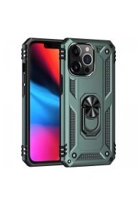 Apple iPhone 13 Pro Max Kılıf Sofya Yüzüklü Silikon Kapak - Yeşil