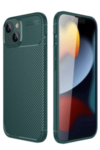 Apple iPhone 14 Kılıf Auto Focus Karbon Kapak - Koyu Yeşil