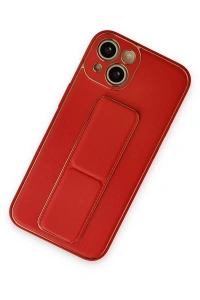 Apple iPhone 14 Kılıf Coco Deri Standlı Kapak - Kırmızı