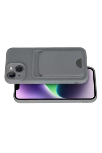 Apple iPhone 14 Kılıf Kelvin Kartvizitli Silikon - Gri