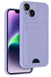 Apple iPhone 14 Kılıf Kelvin Kartvizitli Silikon - Lila