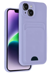 Apple iPhone 14 Kılıf Kelvin Kartvizitli Silikon - Lila
