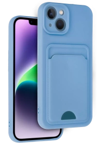 Apple iPhone 14 Kılıf Kelvin Kartvizitli Silikon - Mavi