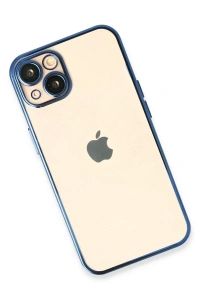 Apple iPhone 14 Kılıf Lensli Silikon - Açık Mavi