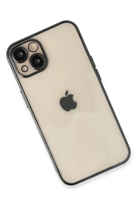Apple iPhone 14 Kılıf Lensli Silikon - Siyah