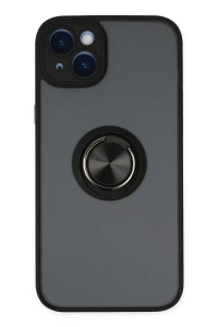 Apple iPhone 14 Kılıf Montreal Yüzüklü Silikon Kapak - Siyah