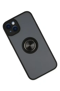 Apple iPhone 14 Kılıf Montreal Yüzüklü Silikon Kapak - Siyah
