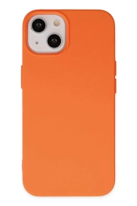 Apple iPhone 14 Kılıf Nano içi Kadife Silikon - Turuncu