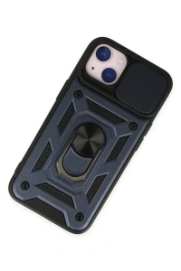 Apple iPhone 14 Kılıf Pars Lens Yüzüklü Silikon - Lacivert
