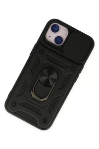 Apple iPhone 14 Kılıf Pars Lens Yüzüklü Silikon - Siyah