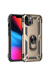Apple iPhone 14 Kılıf Sofya Yüzüklü Silikon Kapak - Gold