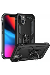 Apple iPhone 14 Kılıf Sofya Yüzüklü Silikon Kapak - Siyah
