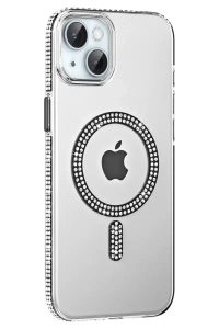 Apple iPhone 14 Move Taşlı Magsafe Kapak - Siyah