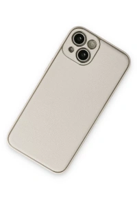 Apple iPhone 14 Plus Kılıf Coco Deri Silikon Kapak - Beyaz