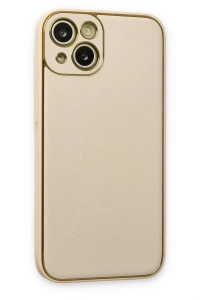 Apple iPhone 14 Plus Kılıf Coco Deri Silikon Kapak - Gold