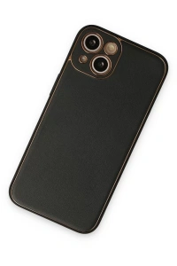 Apple iPhone 14 Plus Kılıf Coco Deri Silikon Kapak - Siyah