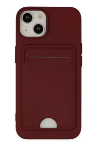 Apple iPhone 14 Plus Kılıf Kelvin Kartvizitli Silikon - Bordo