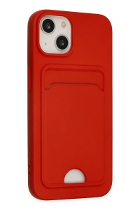 Apple iPhone 14 Plus Kılıf Kelvin Kartvizitli Silikon - Kırmızı