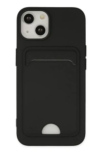 Apple iPhone 14 Plus Kılıf Kelvin Kartvizitli Silikon - Siyah