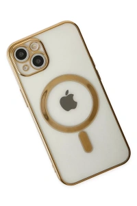 Apple iPhone 14 Plus Kılıf Magneticsafe Lazer Silikon - Gold