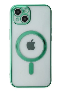 Apple iPhone 14 Plus Kılıf Magneticsafe Lazer Silikon - Haki Yeşil