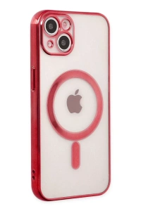 Apple iPhone 14 Plus Kılıf Magneticsafe Lazer Silikon - Kırmızı