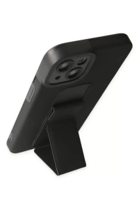 Apple iPhone 14 Plus Kılıf Mega Standlı Silikon - Siyah