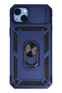 Apple iPhone 14 Plus Kılıf Pars Lens Yüzüklü Silikon - Lacivert