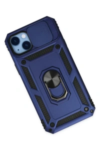 Apple iPhone 14 Plus Kılıf Pars Lens Yüzüklü Silikon - Lacivert