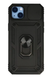 Apple iPhone 14 Plus Kılıf Pars Lens Yüzüklü Silikon - Siyah