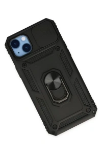 Apple iPhone 14 Plus Kılıf Pars Lens Yüzüklü Silikon - Siyah
