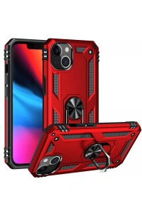 Apple iPhone 14 Plus Kılıf Sofya Yüzüklü Silikon Kapak - Kırmızı