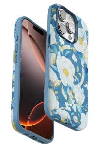 Apple iPhone 14 Pro Flower Series Magsafe Kapak - Mavi