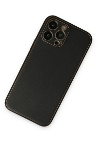 Apple iPhone 14 Pro Kılıf Coco Deri Silikon Kapak - Siyah