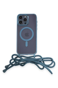 Apple iPhone 14 Pro Kılıf Divo Lazer Askılı Magsafe Kapak - Sierra Blue