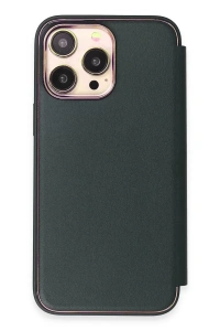 Apple iPhone 14 Pro Kılıf Dolpin Kapaklı - Koyu Yeşil