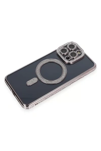 Apple iPhone 14 Pro Kılıf Joke Simli Magneticsafe Kılıf - Gri